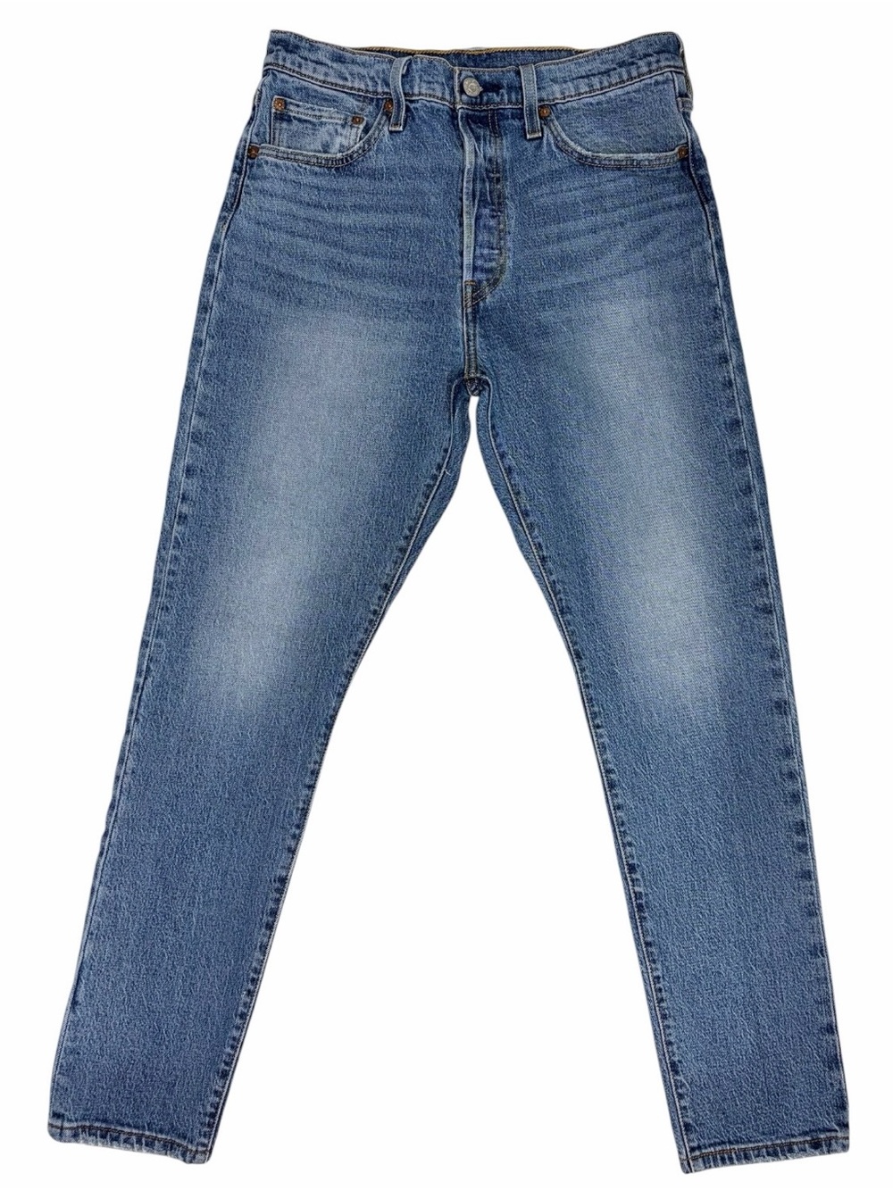 Levis 501 Skinny Jeans Medium Wash Button Fly Womens Size 29x30 Short Inseam 29"